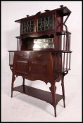 A Victorian Arts & Crafts mahogany and leaded glass sideboard - chiffonier in the manner of Liberty