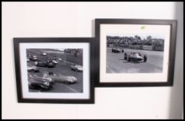 Motoring interest - A good pair of framed and glazed photographs featuring John Surtees and Lotus