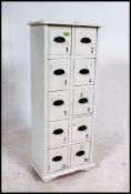 A vintage industrial style ten drawer index filing cabinet,