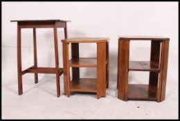 2 1930's hexagonal side / lamp tables in oak together with a mahogany side / lamp table
