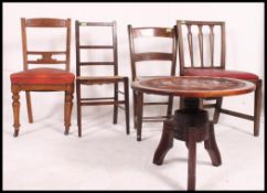 A collection of chairs to include Georgian lattice back mahogany chair, Edwardian chair,