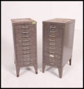 A pair of 20th century industrial ten drawer metal filing cabinets by Stor,