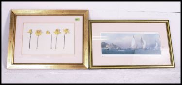 Boating interest - A framed and glazed print ' J Class Racing Off Cowes ' being limited edition