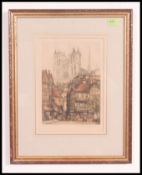 A 19th century lithograph print of Amiens Cathedral signed to the margin Gerald M Brown.
