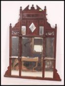 A 19th century Victorian mahogany over mantle mirror,