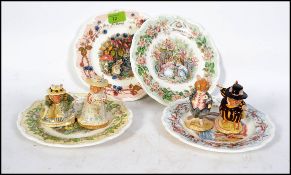 A collection of Royal Doulton Bramley hedge figures and four seasonal plates to include Wilfred