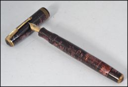 A Vintage Parker Vacumatic Major Red & black Stripe Fountain Pen with 14ct gold nib