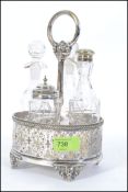 A silver plate good quality cut glass 4 piece cruet set,