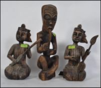 3 Vintage wooden figures of Polynesian origin.