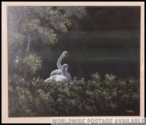 Allen, Lewis; 20th century. Two paintings of wildlife water scenes.