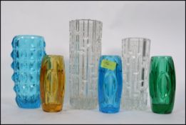 A collection of 6 20th century multicoloured glasses 3,2,
