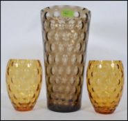 A collection of 3 mid century Czech republic glass bulbous vases dating to the 1950s - 1960's