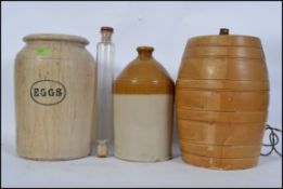 A vintage early 20th century large glazed stoneware jar with the notation EGG to the front,
