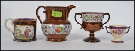 A collection of early 20th century Lustre ware painted decorative vases,