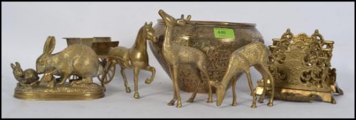 A 20th century Indian brass censur / ding of round form with chased decoration.