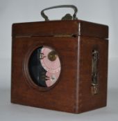 A vintage wooden cased Belgian chrome pigeon clock.