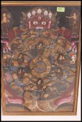 A stunning Chinese / Nepalese / Tibetan goache batik style painting adorned with the Chinese devil