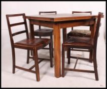 A CC41 utlity marked oak draw leaf dining table together with a matching set of 4 railed back