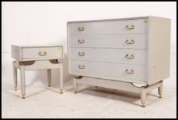 A 1960's G-Plan original painted finish bedroom suite comprising chest of drawers, dressing table,