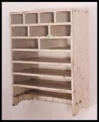 A mid 20th century vintage scratch built painted sectional pigeon holes of smaller proportions.