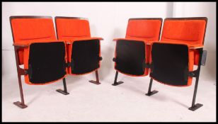 A pair of stunning Art Deco style late 20th century faux rosewood and orange velour upholstered