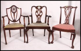 2 19th century mahogany carver armchairs,
