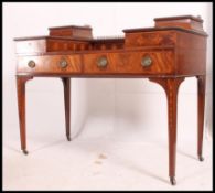A late 19th century Carltonhouse mahogany desk of typical form with marquetry and line inlaid