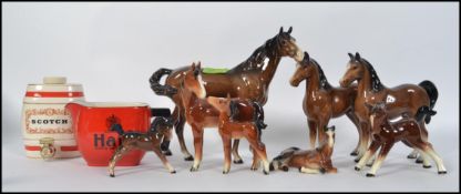 Interesting group of china ware to comprising of 2 Beswick horses (1 large, 1 small) plus 5 others.