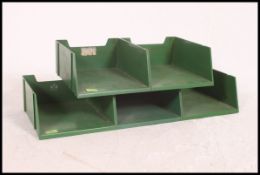 A set of retro 1970's plastic stackable tote trays in green plastic to include a twin and a triple