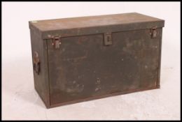 A fabulous vintage green industrial metal military tool chest,