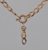 A 9ct hallmarked gold curb link chain necklace with spring hoop clasp. Weight 7g. Measures 19.