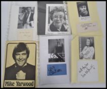 A collection of autographs to include Thora Hird, Gordon Kaye, Clive Dunn (printed),
