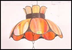 A good quality large leaded and coloured glass ceiling lampshade in the manner of Tiffany ( see