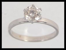 A tested 14ct white gold single stone diamond ring approx 95pnts.