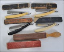 A collection of cut throat razor to include Kismet, Fisher Ideal,