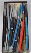 A collection of vintage papermate fountain pens and ballpoints along with Osmirod and others