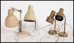 2 vintage 1960's Industrial gooseneck anglepoise desk lamps together with 2 1980's spot desk lamps