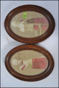 A pair of early 20th century dutch photograph portrait studies being handpainted set within good
