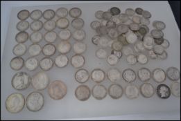 A good collection of silver coins to include 1 George IV 1626 shilling, 25 Edward VII shillings,
