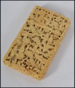 A late 19th century Chinese Canton export ivory card case,