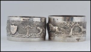 A pair of Indian silver napkin rings,