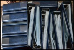 Photo/Postcard double page ring albums x25. Plain blue with pocket sleeves. V.