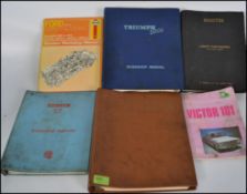 A collection of vintage motoring instruction manuals to incude Triumph 2000, Victor 101, Austin A40,