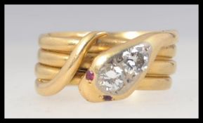 An Art Deco tested 18ct diamond and go