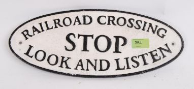 A railway related Stop sign, cast iron c