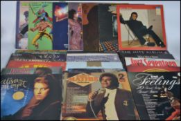 A collection of vinyl long play records