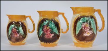 A set of 3 Victorian graduating majolica
