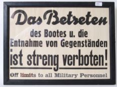 GERMAN SIGN; An original WWII Second Wor