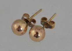 A pair of 9ct gold ball stud earrings w
