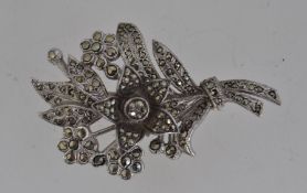 A vintage silver marcasite flower spray